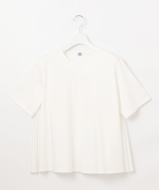 J.PRESS LADIES L 【洗える】コットンスムース バック プリーツ カットソー ホワイト系