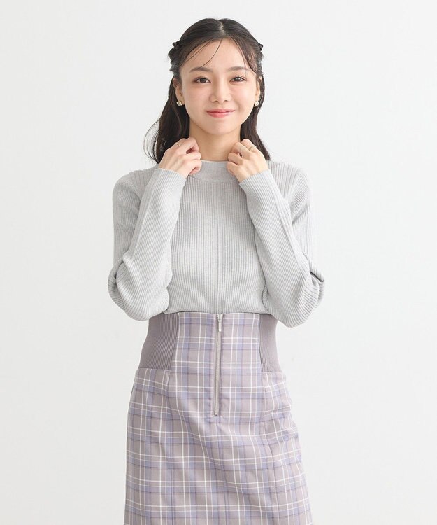 earth music&ecology やわらかタッチハイネックリブニットプルオーバー Gray Mixture