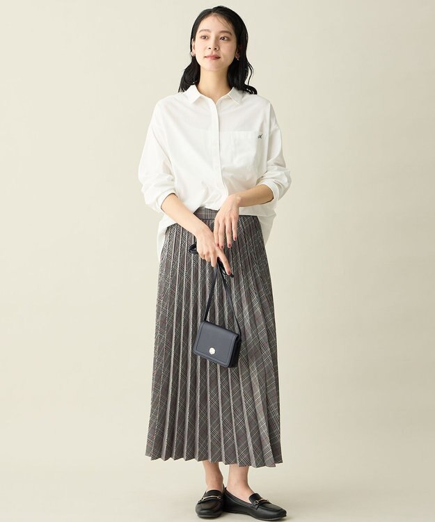 ANY 【新色追加/ウエストゴム】ウーリッシュプリーツスカート ブラウン系チェック