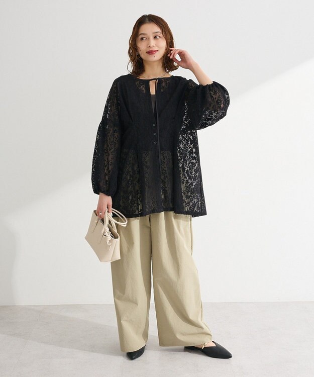 Green Parks メッシュレースタック入りプルオーバー Black