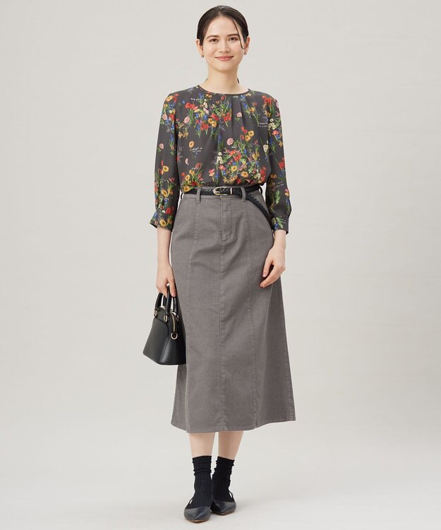 自由区 【洗える】ウスカルデニム スカート スレート