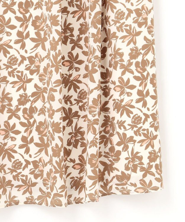 自由区 【洗える】スノーフラワープリント ワンピース モカ系