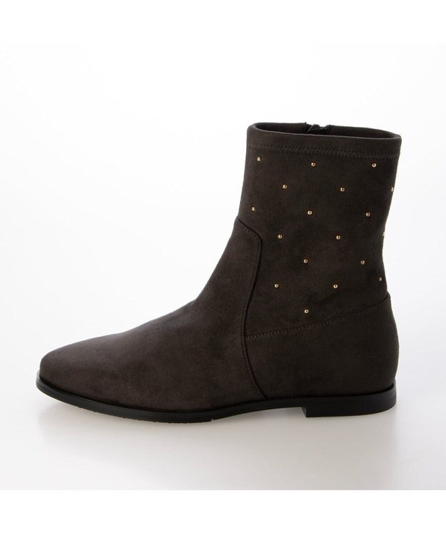 Riz raffinee <Riz raffinee>スタッズ付インヒールブーツ ダークグレースエード