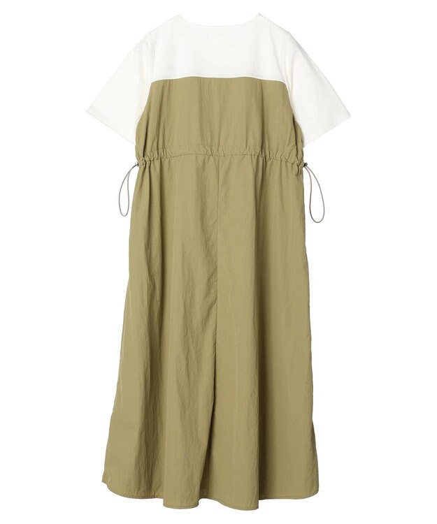 Green Parks 布帛ドッキングドロストワンピース Light Khaki