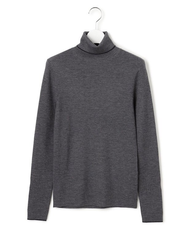 ICB L 【新色追加】エクストラファインメリノリブ タートルネックプルオーバー ミディアムグレー系