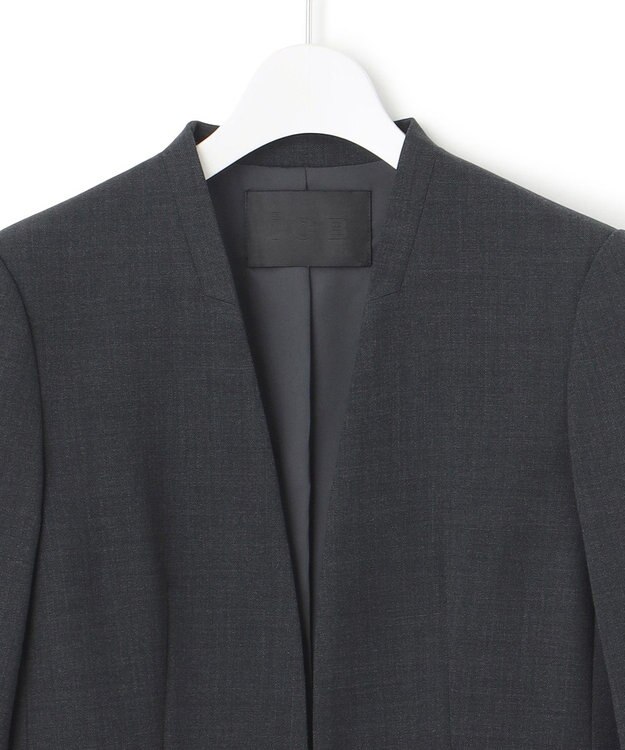 ICB 【UVカット・洗える】ウール2WAYストレッチ ノーカラージャケット チャコール