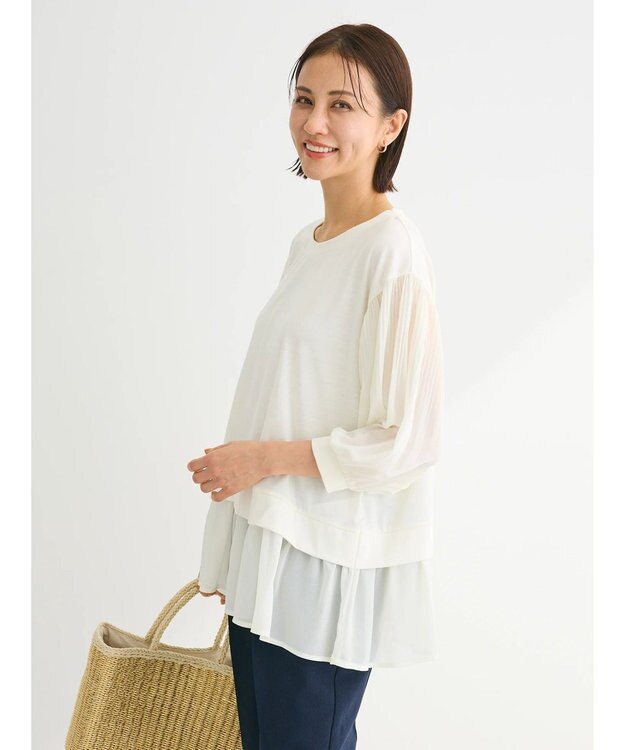 Green Parks 消しプリーツドッキングカットチュニック Ecru