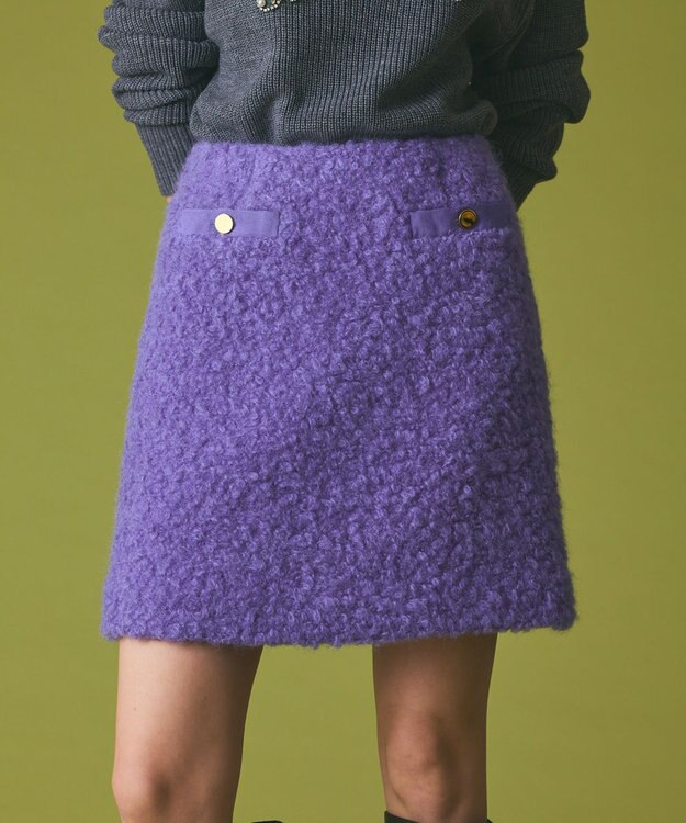 GRACE CONTINENTAL リングウールミニスカート パープル