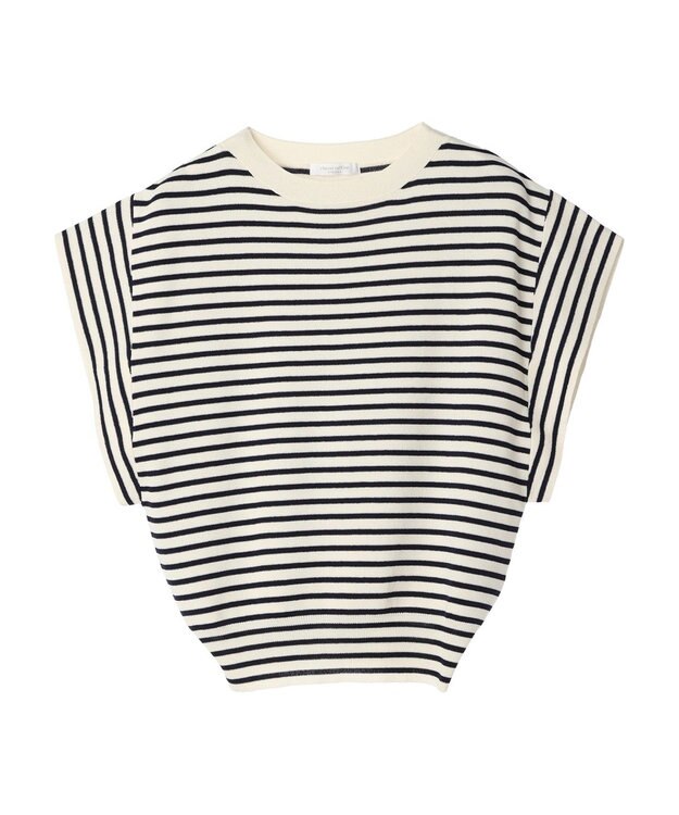 Green Parks 推しニット　フレンチスリーブニットプルオーバー Border