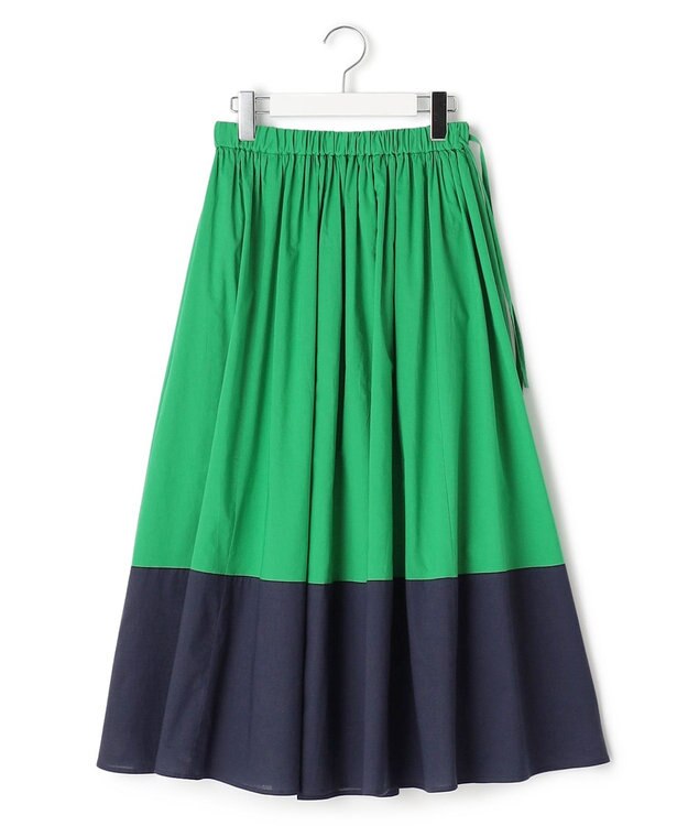 J.PRESS YORK STREET 【WOMEN】バイカラーギャザー スカート グリーン系1
