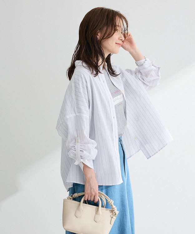 Green Parks 綿麻混シャツ Off White