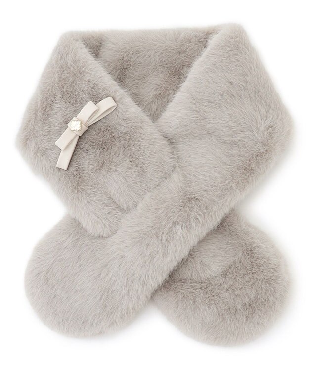 TOCCA 【ブローチ取り外し可】BOW RIBBON FURTIPPET ティペット ライトグレー系