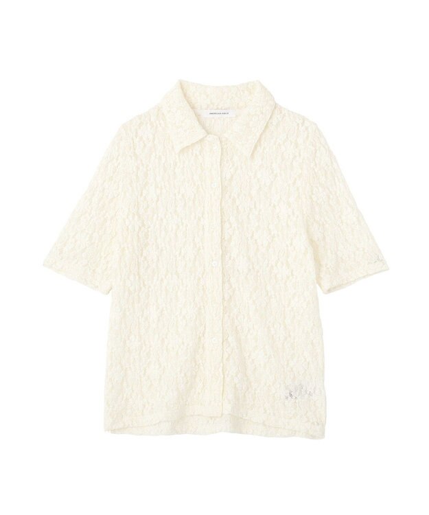 AMERICAN HOLIC 半袖襟付きレースカーディガン Ivory