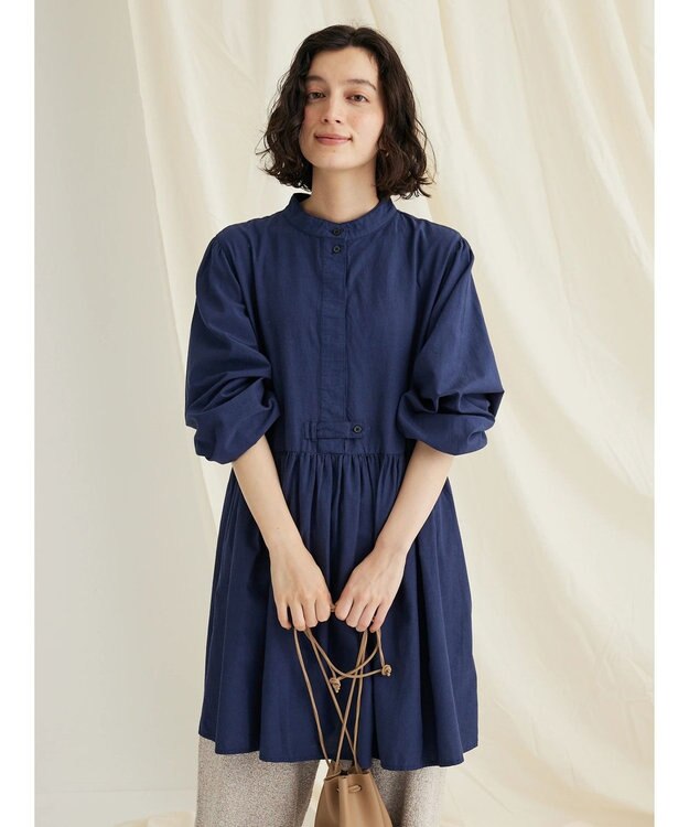 CRAFT STANDARD BOUTIQUE ウエスト切替ギャザーチュニック Navy