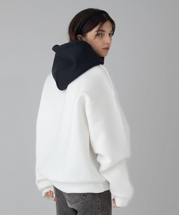 WEGO 【ユニセックス着用ITEM/MLサイズ展開】ワンポイントバイカラープルパーカー ホワイト