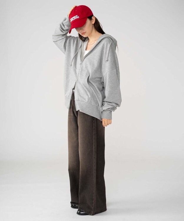 WEGO 【ユニセックス着用ITEM/MLサイズ展開】コンパクトフィットダブルZIPパーカー 杢グレー