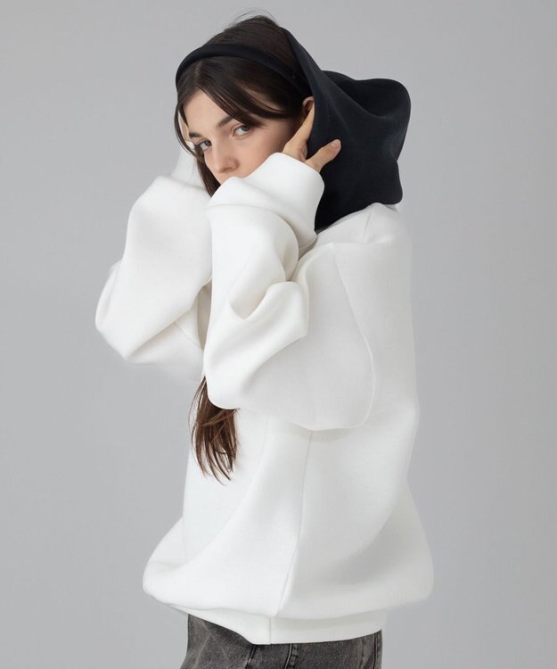 WEGO 【ユニセックス着用ITEM/MLサイズ展開】ワンポイントバイカラープルパーカー ホワイト