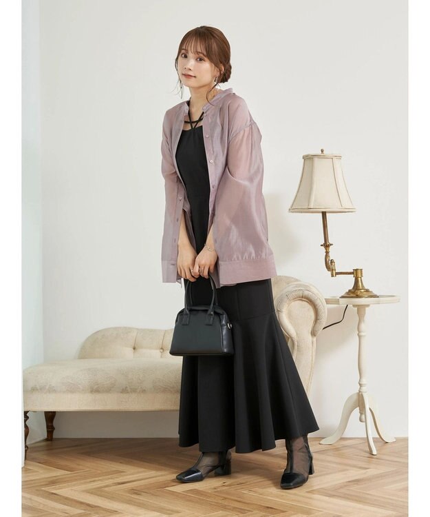 earth music&ecology マルチウェイシアーシャツ Grayish Pink