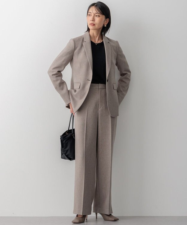 23区 【洗える】ウールライクカルゼ  テーラードジャケット ベージュ系