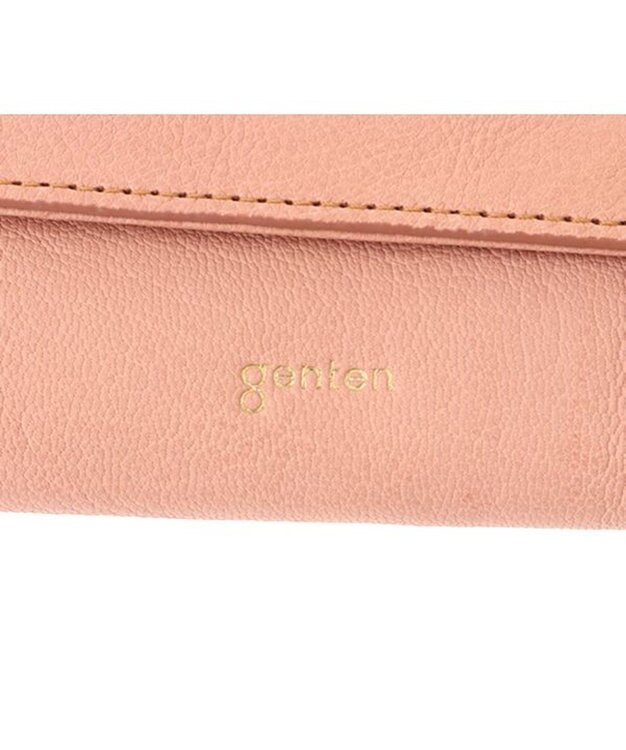 genten 【新色】フレスコ フラップ長財布 ピーチベージュ