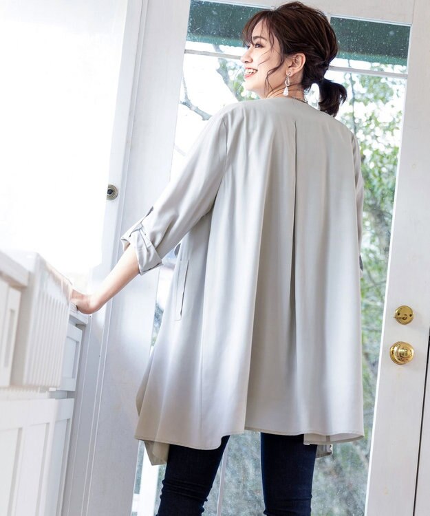Tiaclasse L 【洗える】軽さが魅力のドレープコート グレー