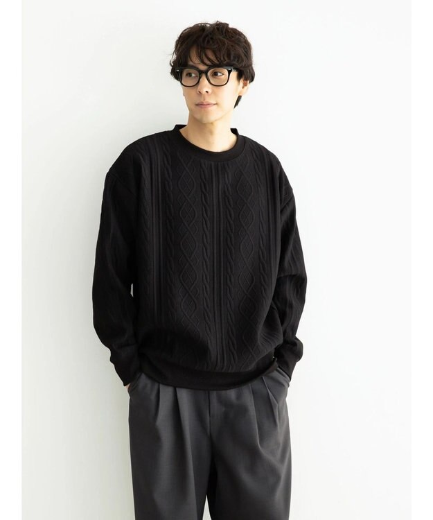 CRAFT STANDARD BOUTIQUE ケーブル柄カットプルオーバー1 Black
