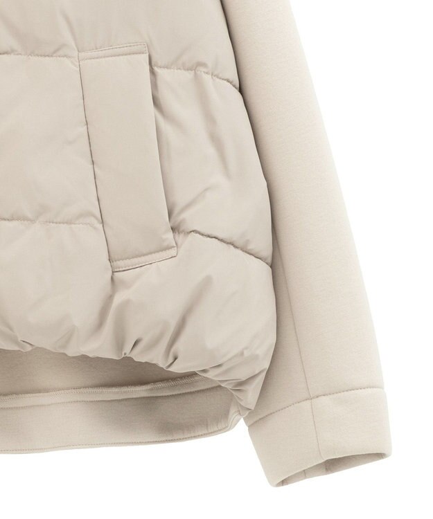 YECCA VECCA 中綿×カットボンディングZIPフーディー Gray Beige