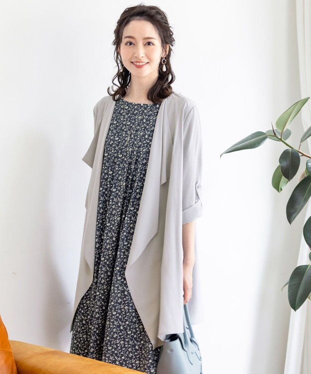 Tiaclasse L 【洗える】軽さが魅力のドレープコート グレー