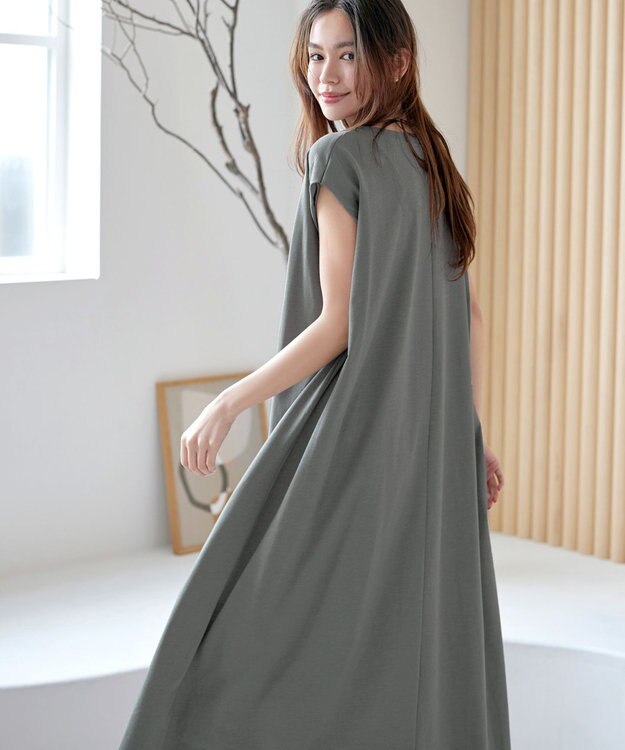 Tiaclasse 【洗える】フレンチスリーブカットソーワンピース グレー