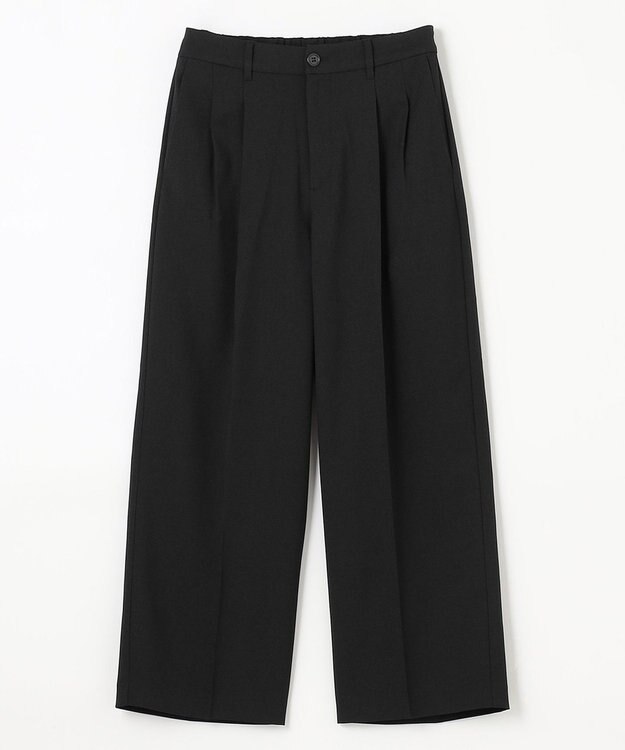 ANY 【洗濯機可能/ウエストゴム】美脚２タック ワイドパンツ ブラック