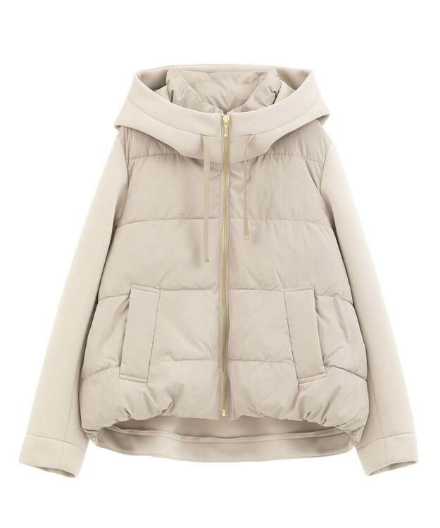 YECCA VECCA 中綿×カットボンディングZIPフーディー Gray Beige