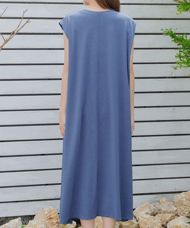 Tiaclasse 【洗える】フレンチスリーブカットソーワンピース ブルー