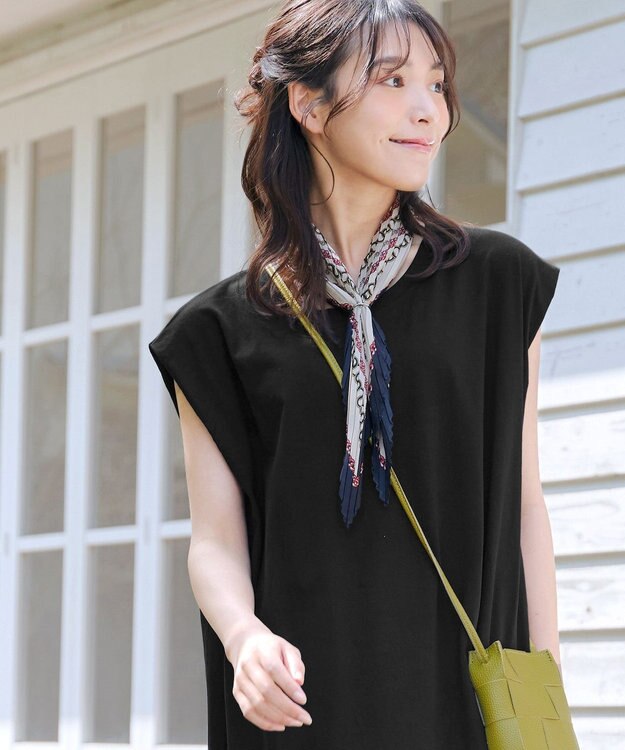 Tiaclasse 【洗える】フレンチスリーブカットソーワンピース ブラック