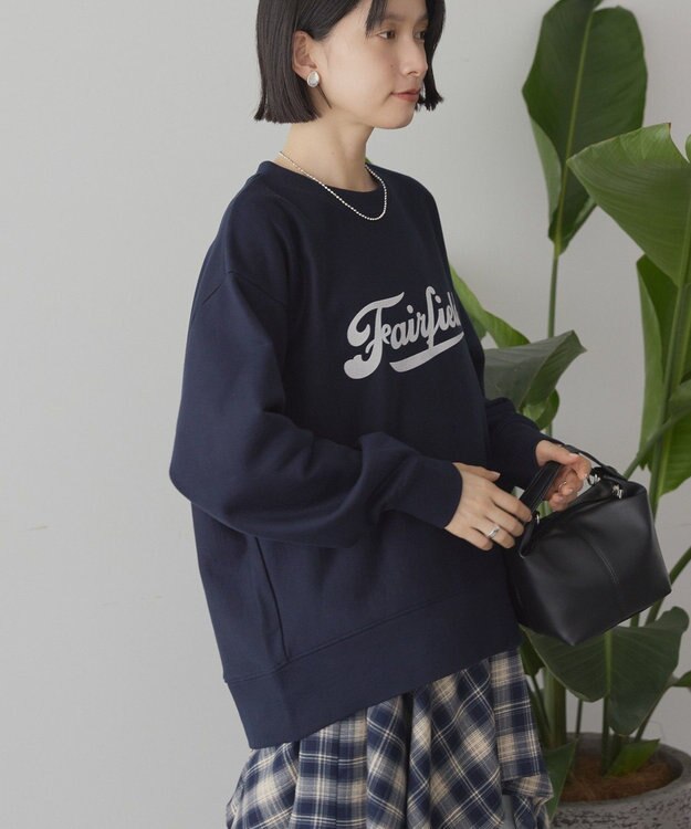 AMERICAN HOLIC Fairfield フロッキースウェットプルオーバー Navy