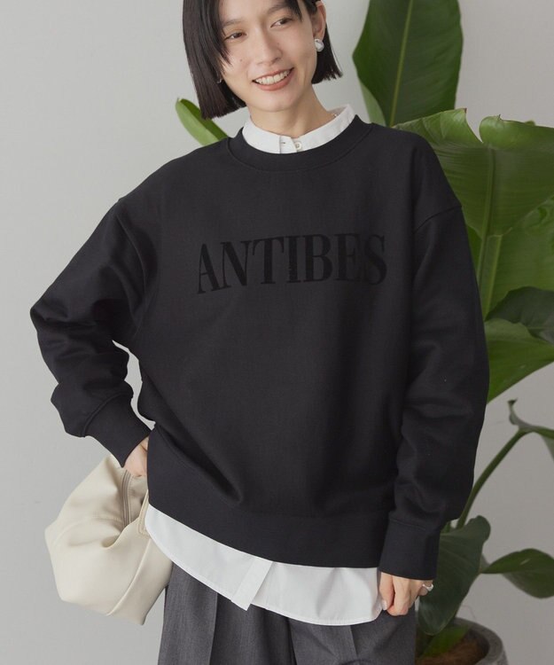 AMERICAN HOLIC Fairfield フロッキースウェットプルオーバー Black