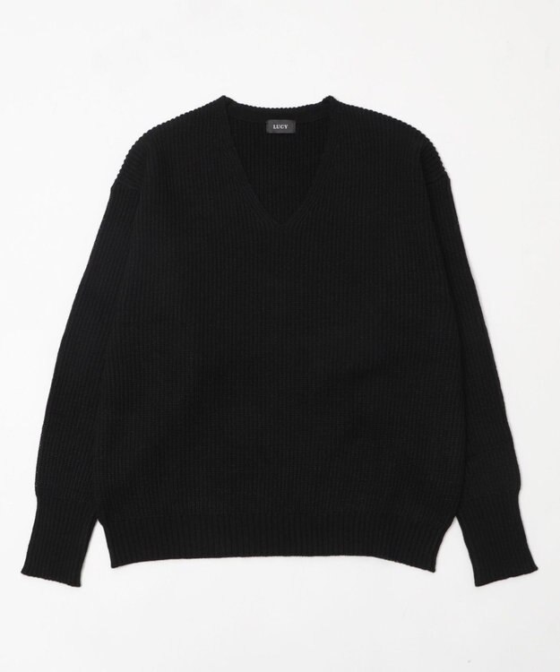 WEGO エルボーパッチVネックプルオーバー ブラック