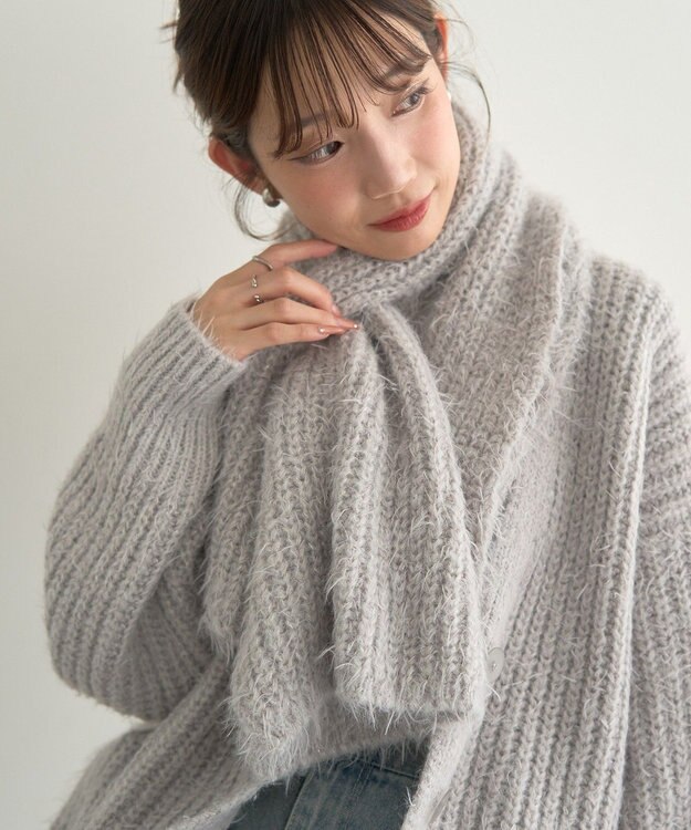 earth music&ecology カラーミックスシャギーマフラー Gray