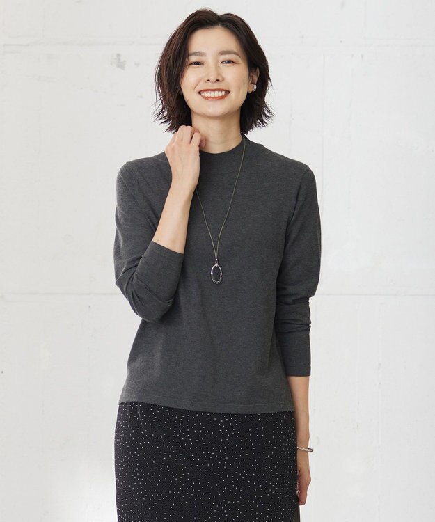 J.PRESS LADIES 【洗える】PRINCE ハイネック ニット グレー系