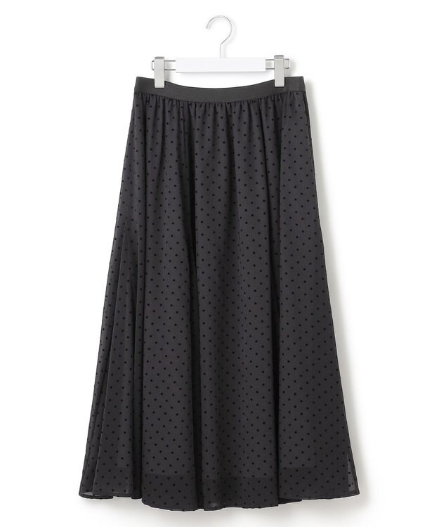 23区 【一部店舗限定/洗える】クレープドットフロッキー スカート ブラック系