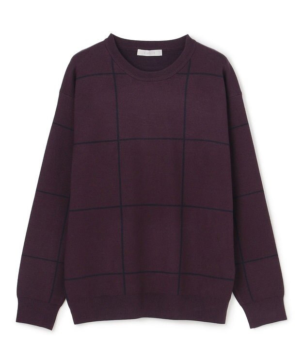 UNFILO MENS 【OCEANS YouTube 掲載/男女兼用】スムースシルキーニット 柄 ウインドペン ボルドー×ネイビー