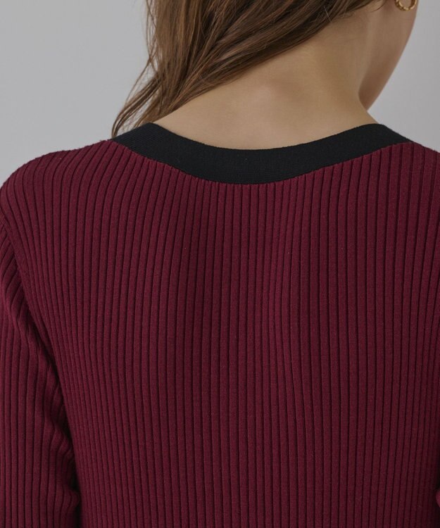 GRACE CONTINENTAL バイカラーニットワンピース ボルドー