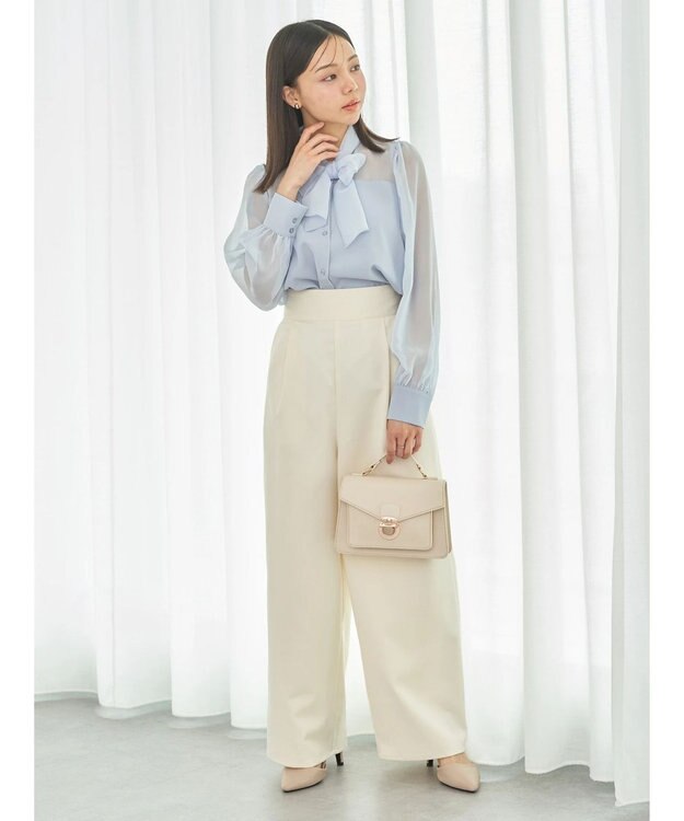 earth music&ecology シアードッキングブラウス Blue