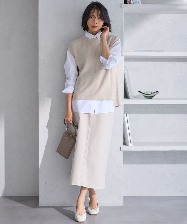 23区 L 【Oggi4月号掲載/洗える】23区DENIM ストレッチ デニムスカート アイボリー系