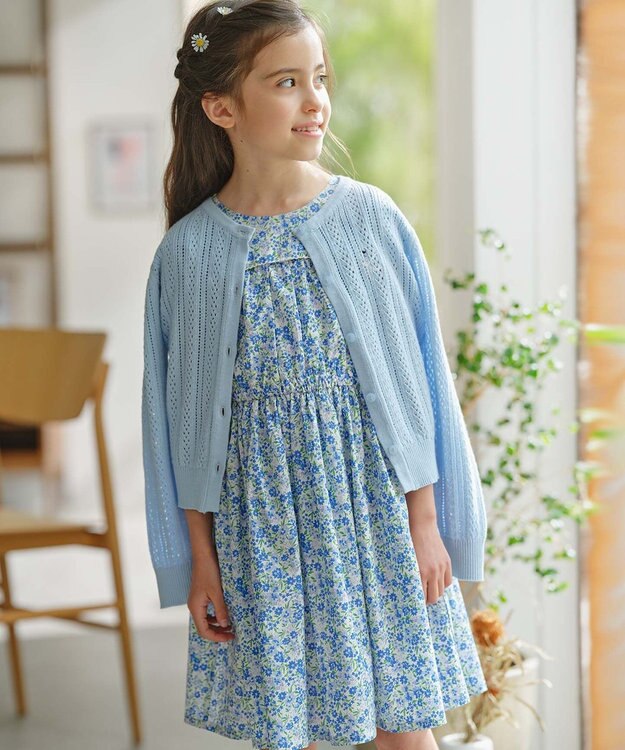 組曲 KIDS 【110-140㎝】リンドウプリント ワンピース ブルー系5