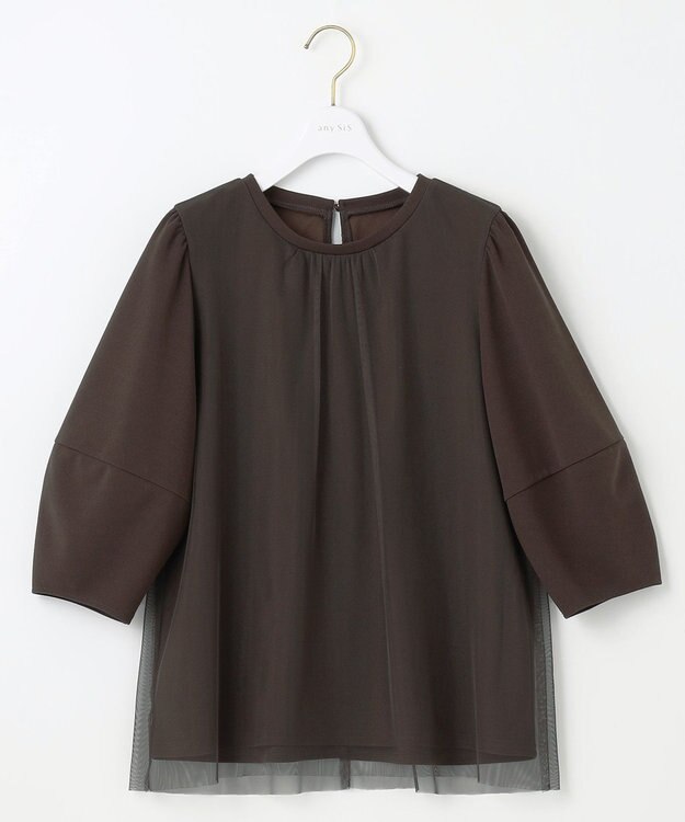 ANY SIS L 【洗える】カットジョーゼットチュール トップス ブラウン