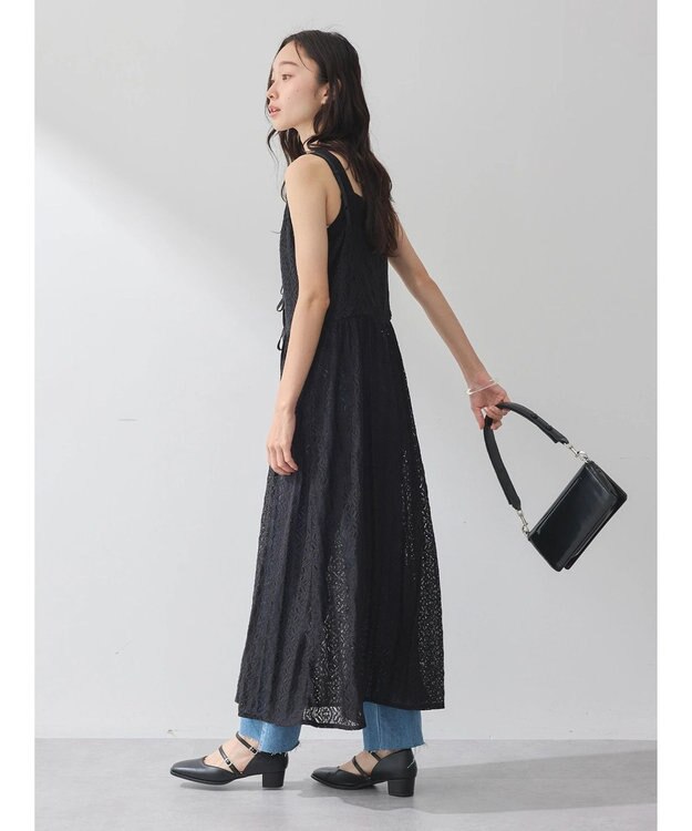 earth music&ecology フラワーレースキャミワンピース Black