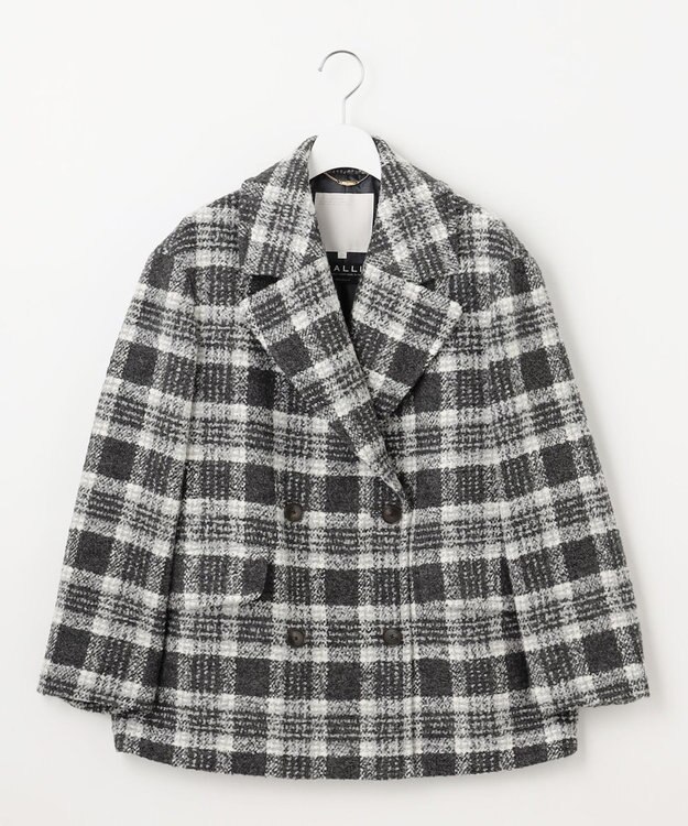 自由区 S BALLIループミルドチェック コート グレー×オフ