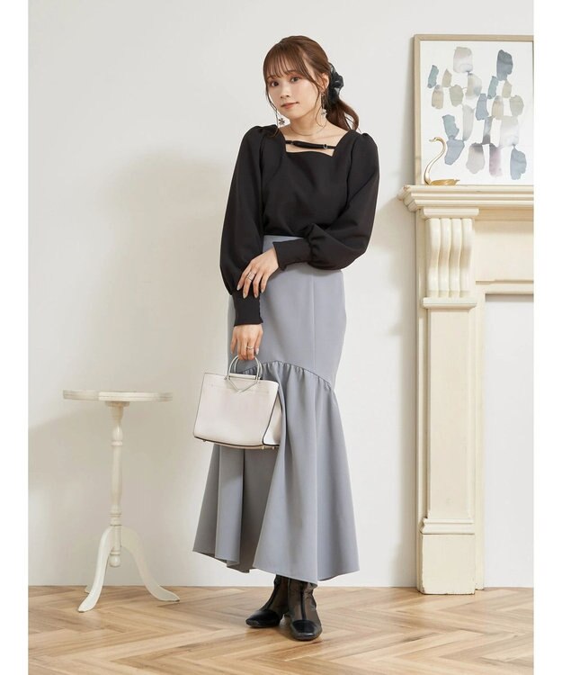 earth music&ecology ２ｗａｙストラップブラウス Black