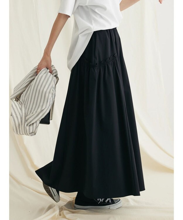 CRAFT STANDARD BOUTIQUE サイドフリルギャザースカート Black