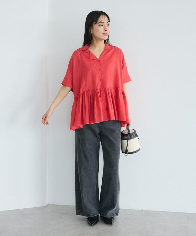 CRAFT STANDARD BOUTIQUE インド製 ペプラムブラウス Red